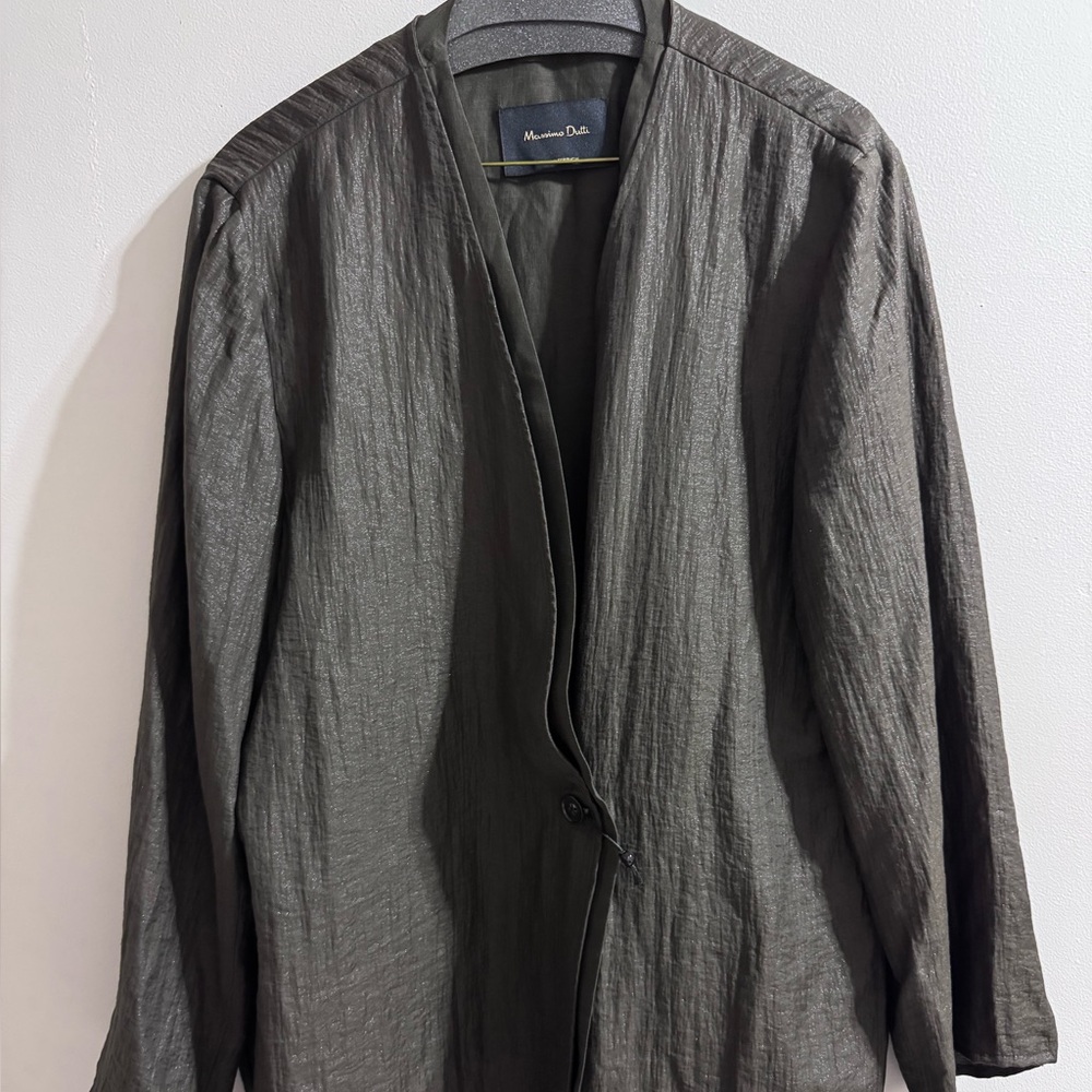 Massimo Dutti Textured Khaki Blazer